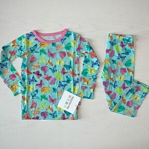 Macaron + Me Rainbow Butterflies Long Sleeve Bamboo Pajama Set 2T 3T 4T 5T